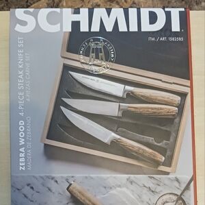 Schmidt -Zebra Wood 4-Piece Steak Knife Set